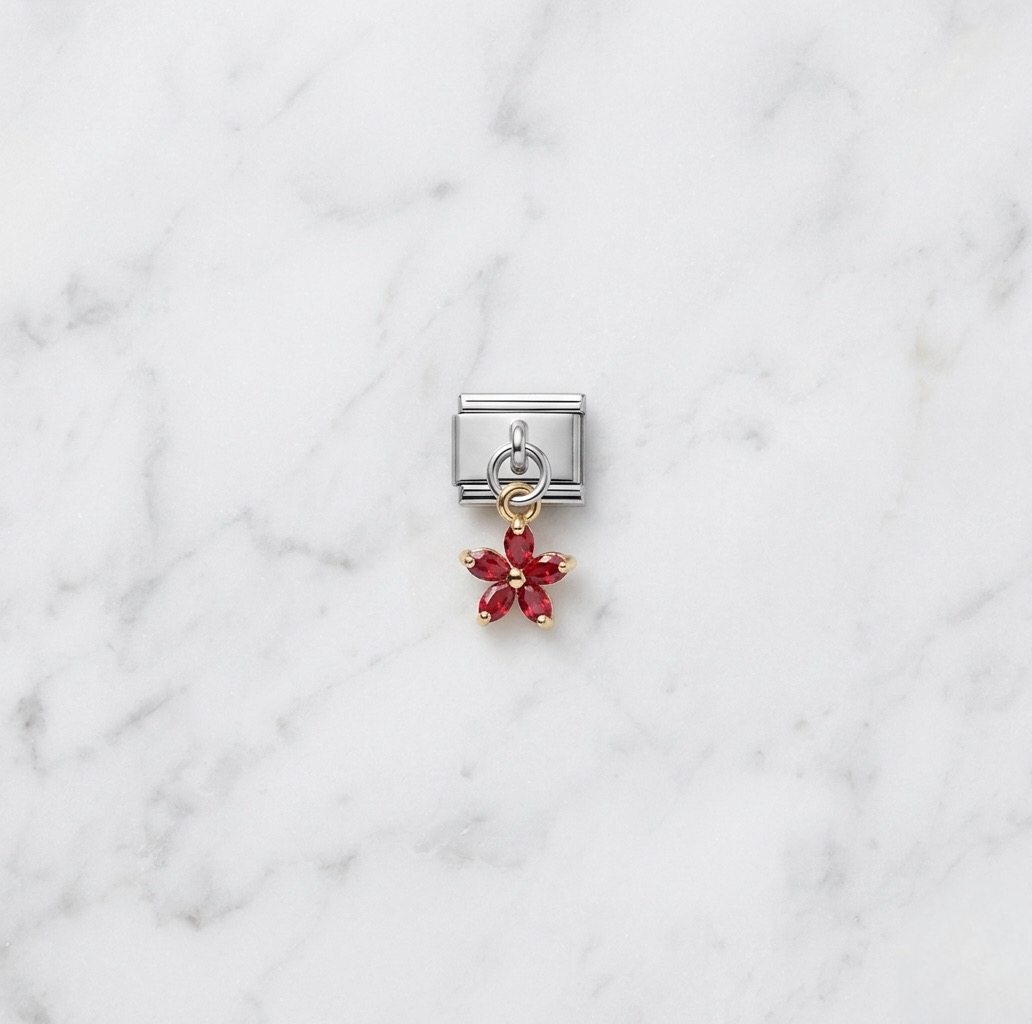 Charm fleur scintillante