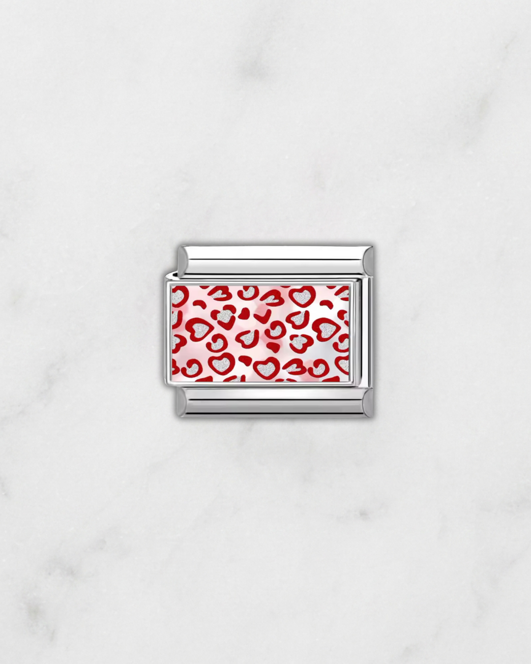 Charm argenté motif léopard