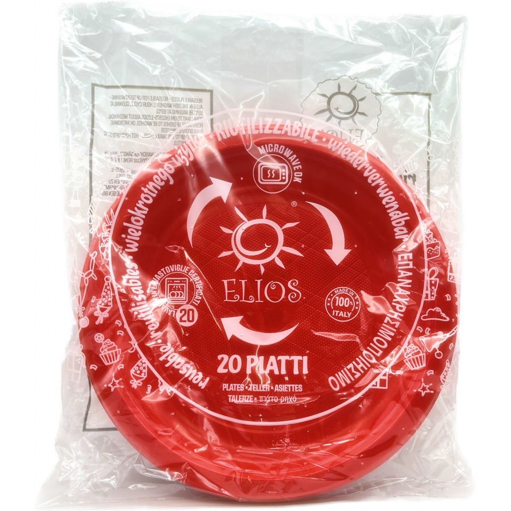 Piatti di plastica rossi Elios (20 pezzi)