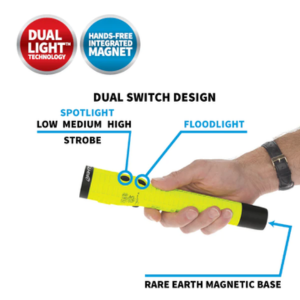Intrinsically Safe Rechargeable Dual-Light Flashlight with Magnet