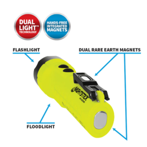 Intrinsically Safe Permissible Dual-Light Flashlight with Dual Magnets – Rechargeable