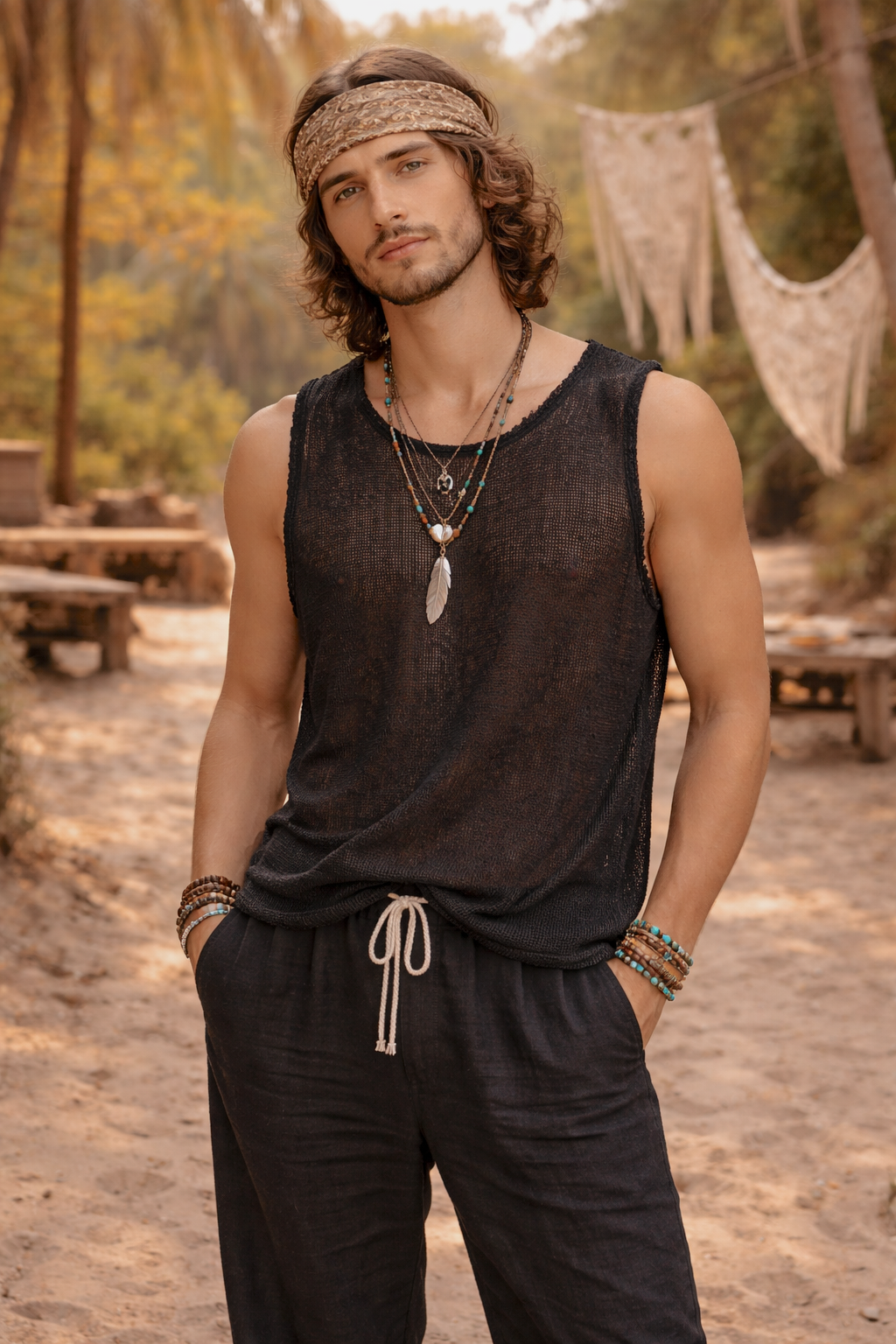 Sleeveless Textured Cotton Top