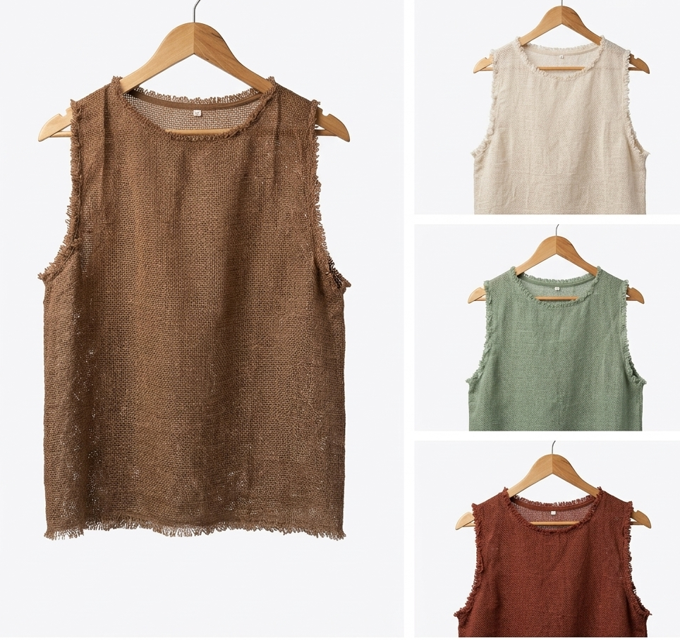 Sleeveless Textured Cotton Top