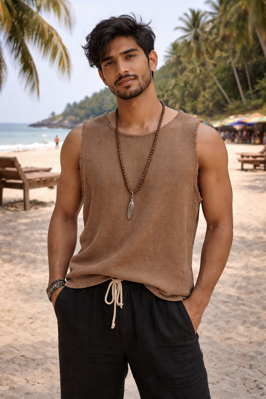 Sleeveless Textured Cotton Top