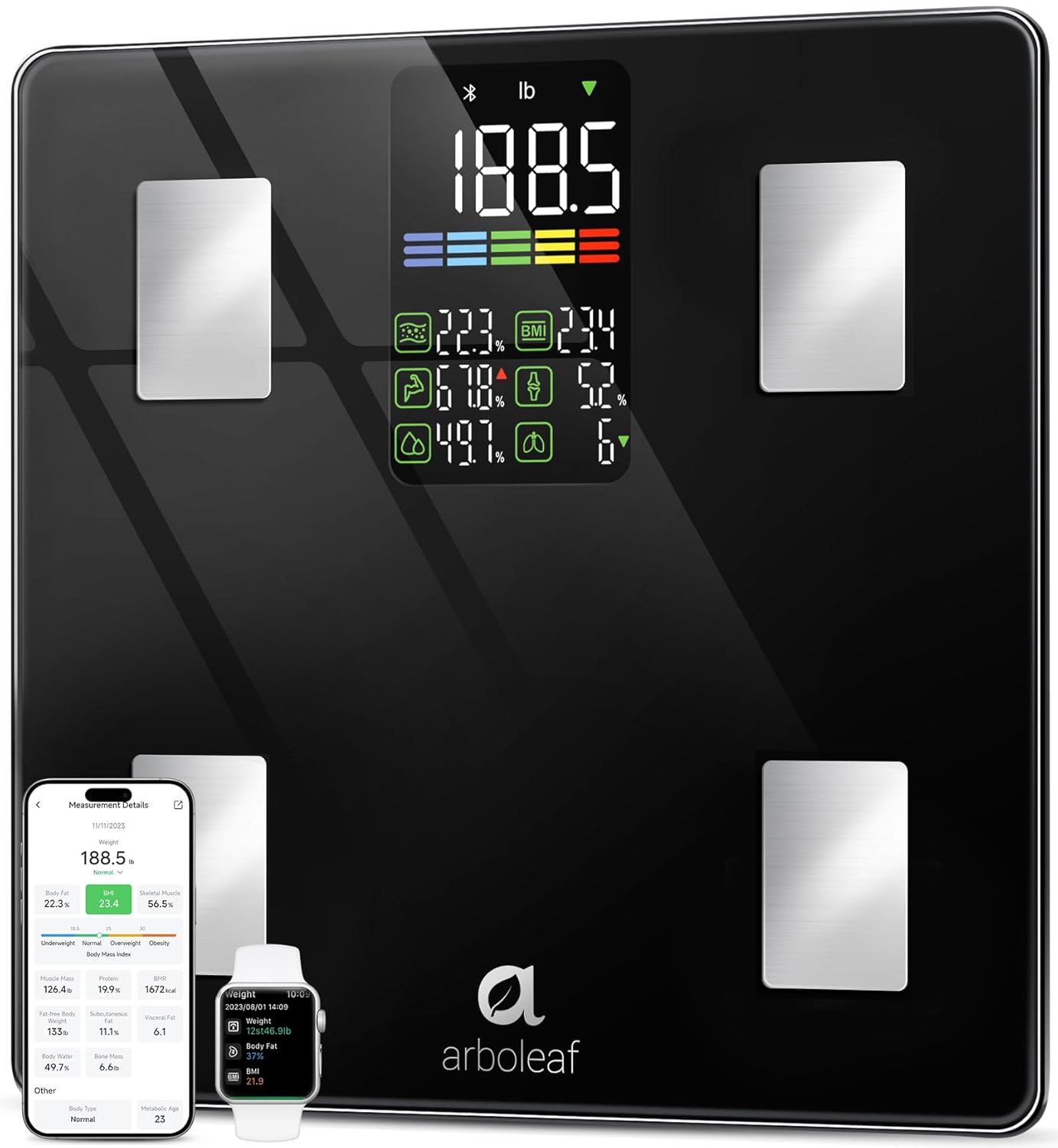 Arboleaf Smart Scale With BMI, Body Fat, Muscle Mass