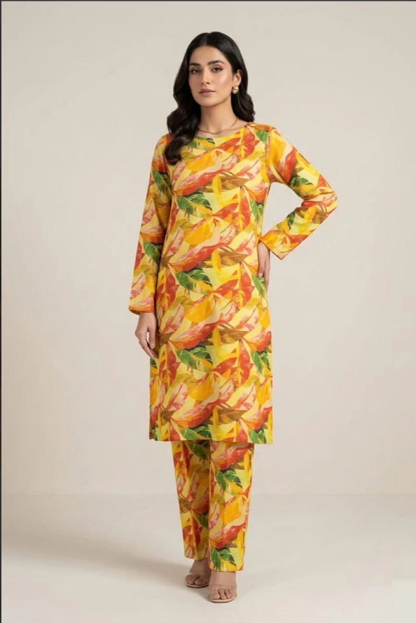 Unstitched  Printed Cotton Lawn 2pc