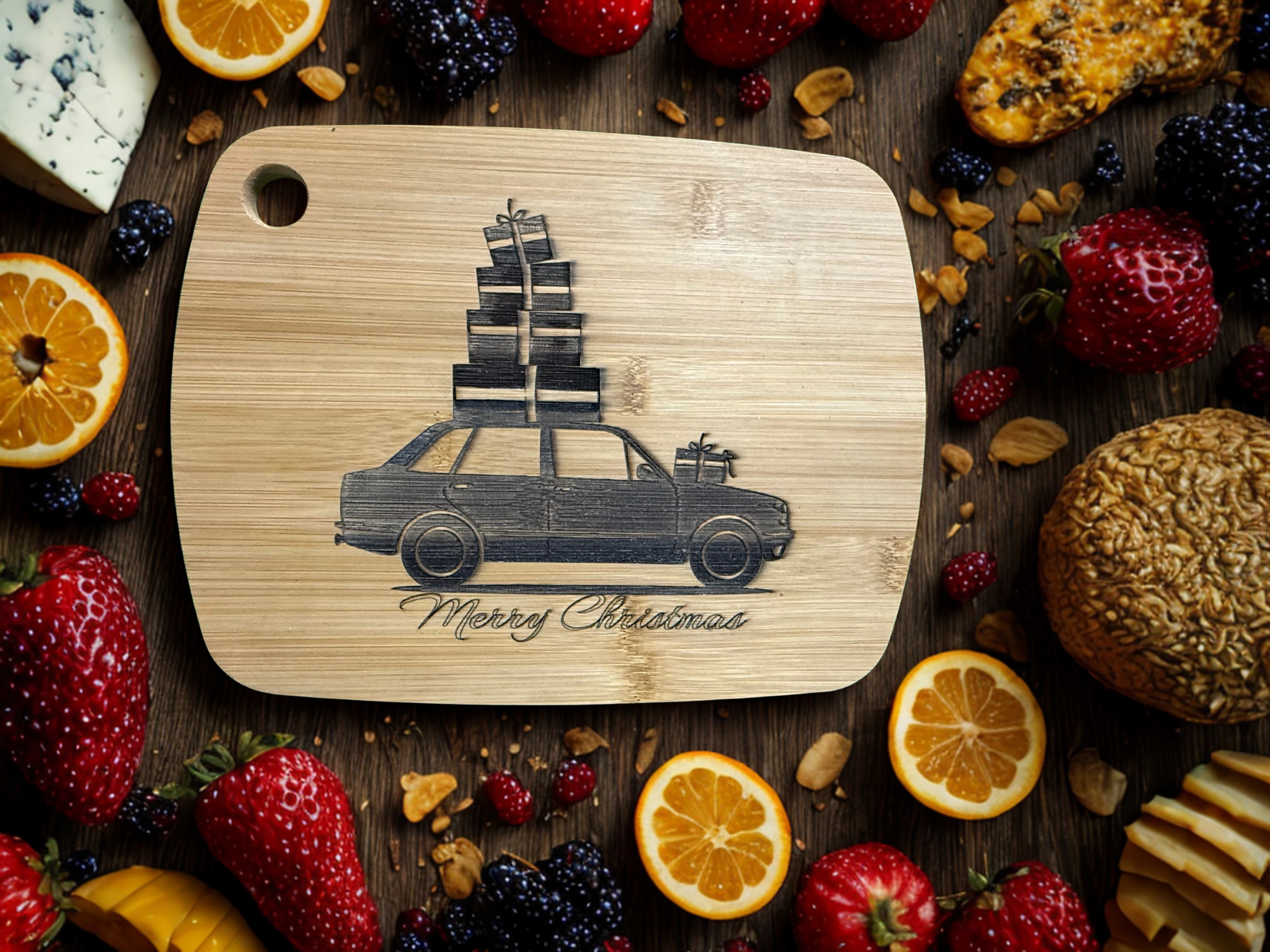 Christmas Car Bamboo Cutting Board