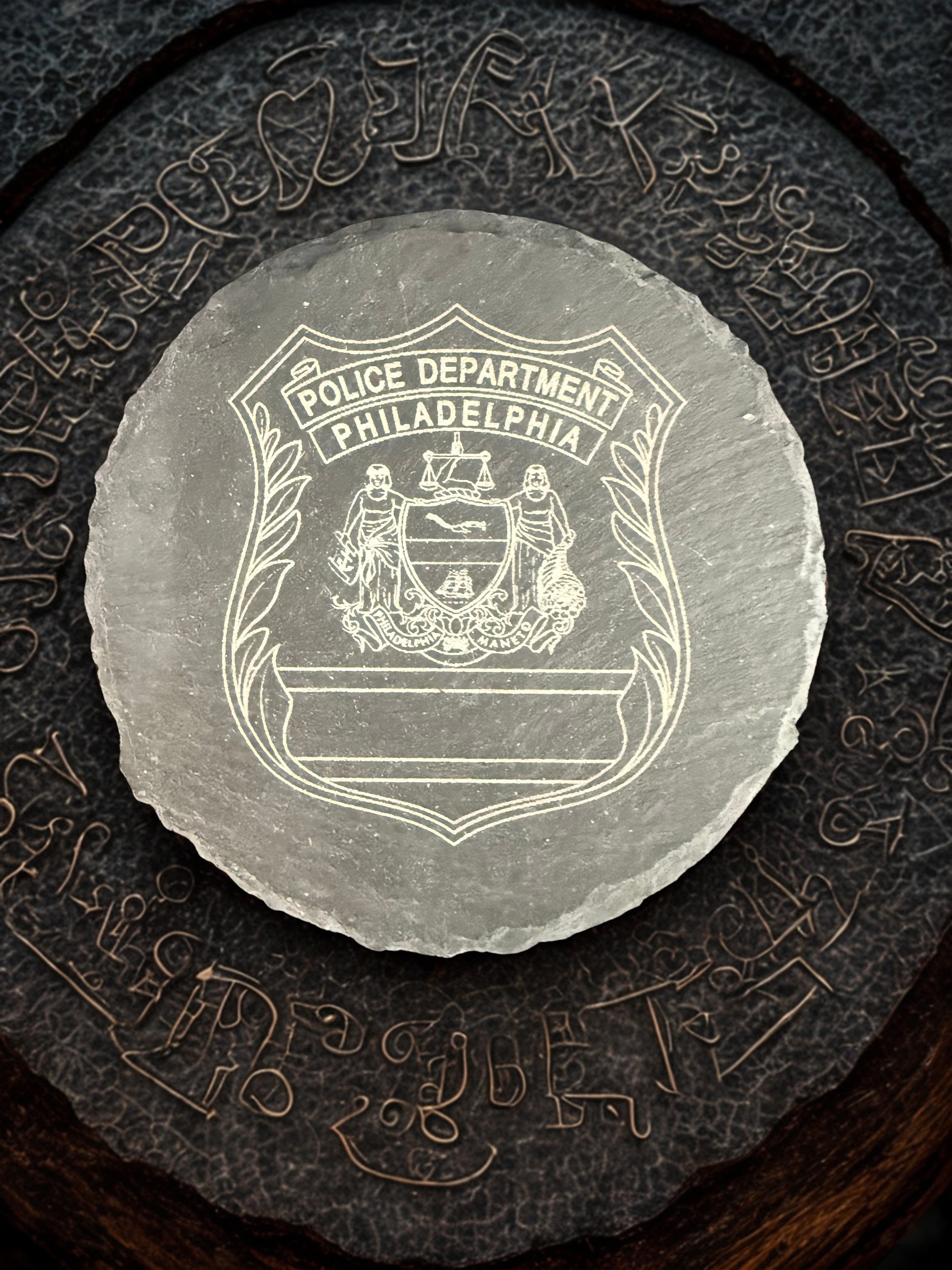 Philadelphia Police Badge Slate Coaster-Set of 4