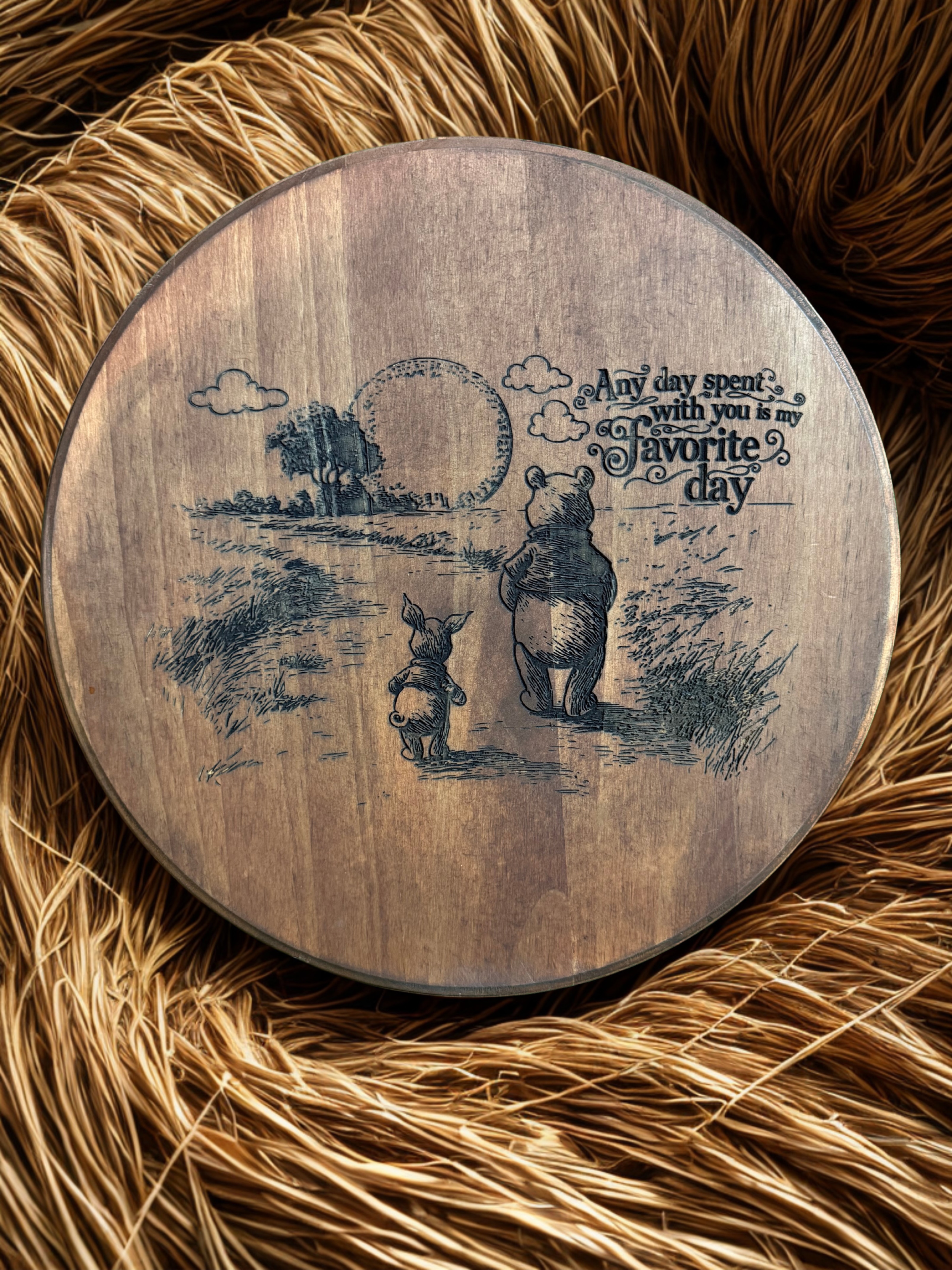 Winnie the Pooh Wooden Engraved Plaque-12" Wood