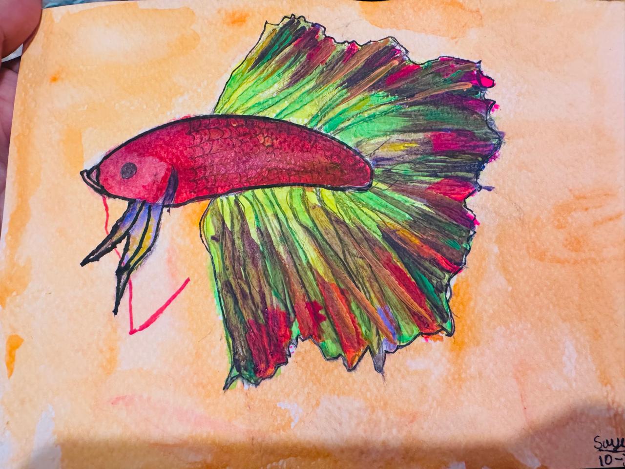 Betta Fish Watercolor Painting