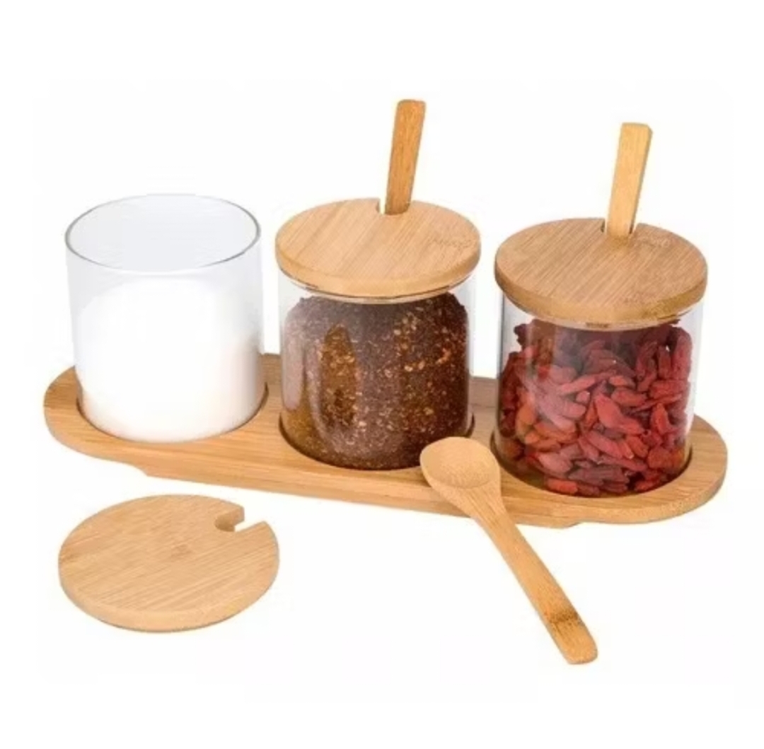 Bamboo Spice Containers Set