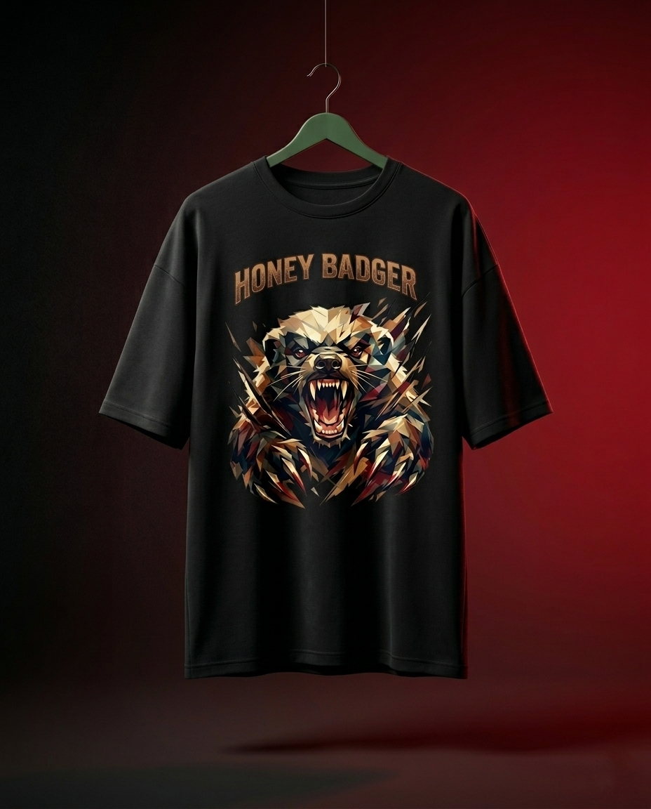 Honey Badger Graphic oversized 240 GSM T-Shirt