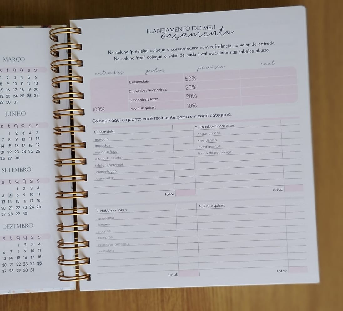 Planner financeiro floral