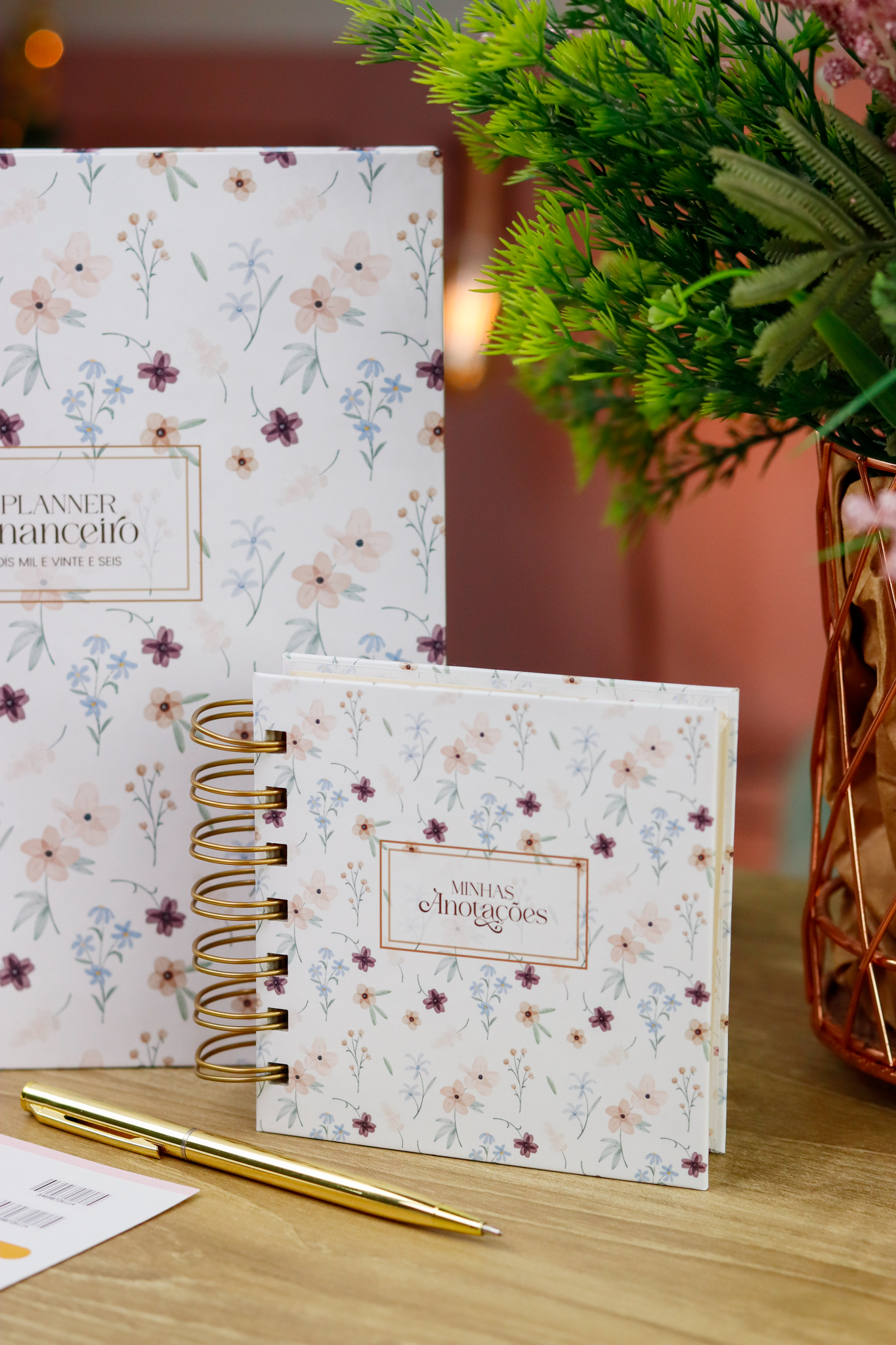 Kit planner floral e bloco de anotações
