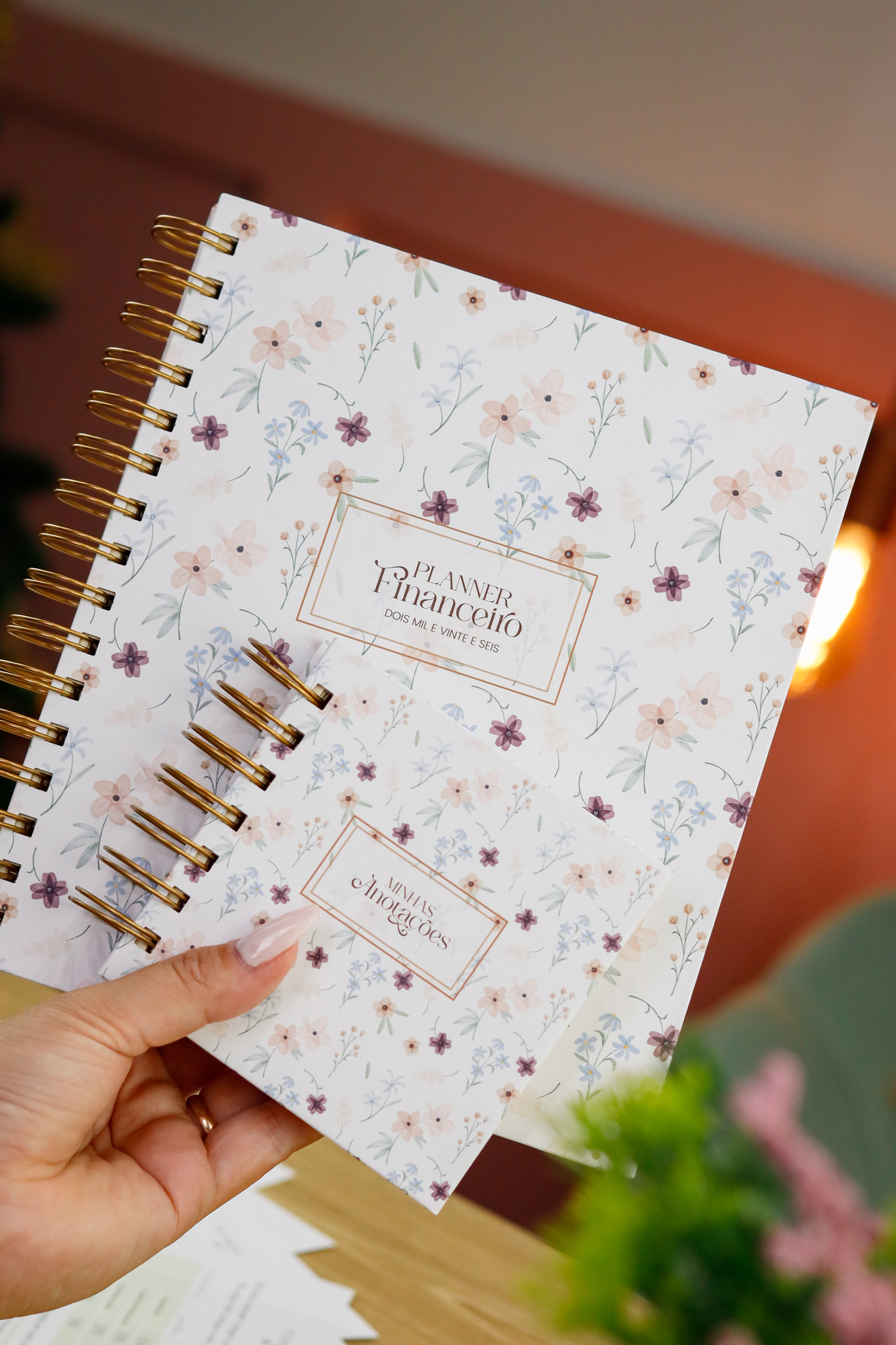Kit planner floral e bloco de anotações