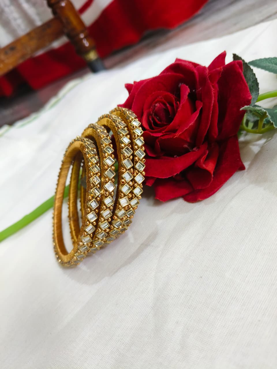 Gold-Plated Kundan Bangles