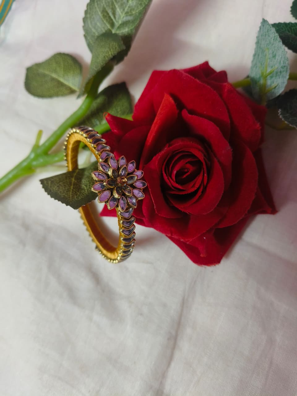 Floral Gold-Plated Kada Bangle