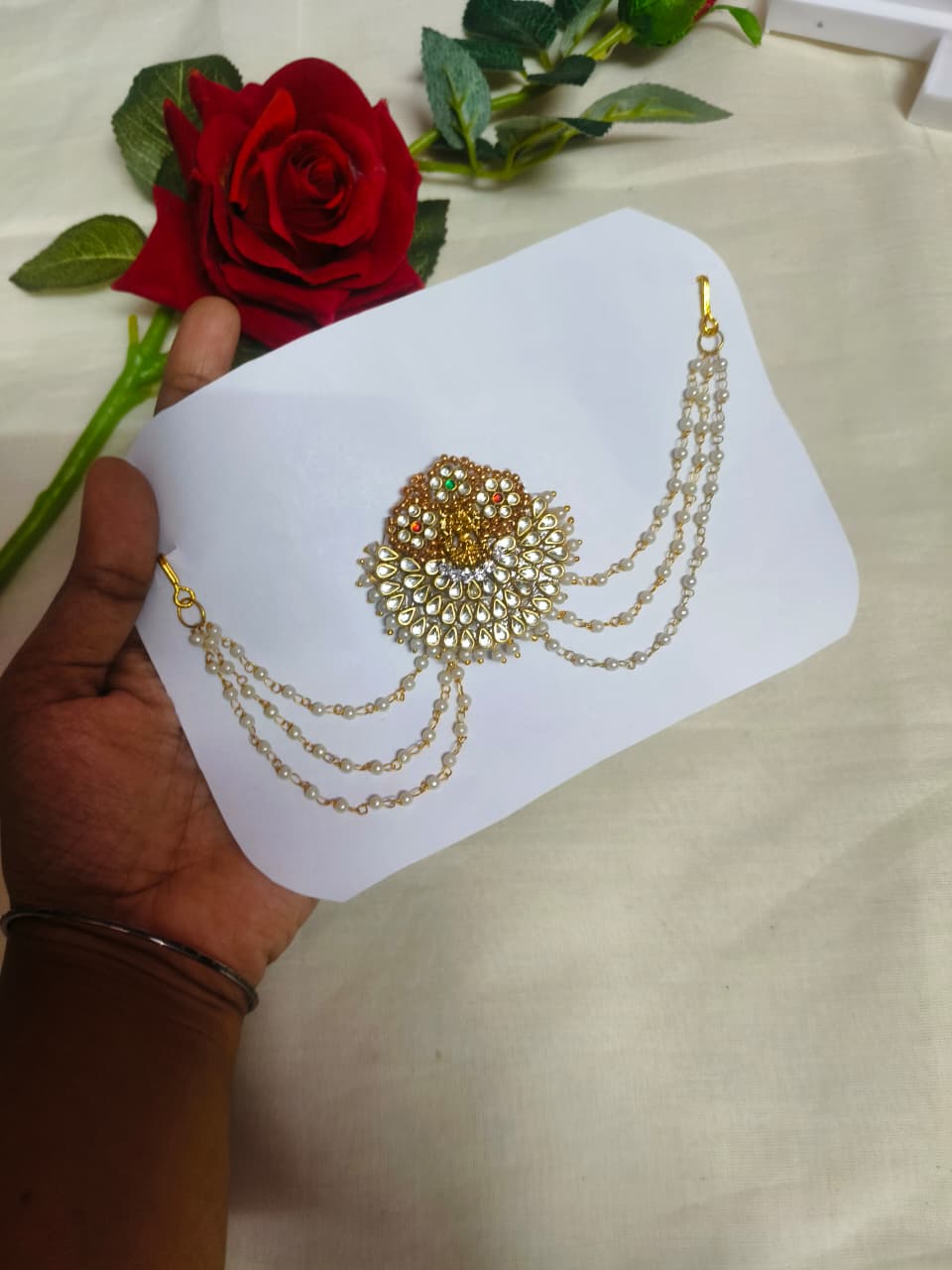 Traditional Kundan Hair Chain