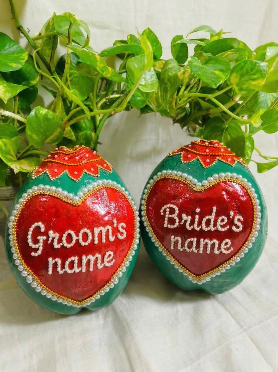 Personalized Wedding Coconut Pair