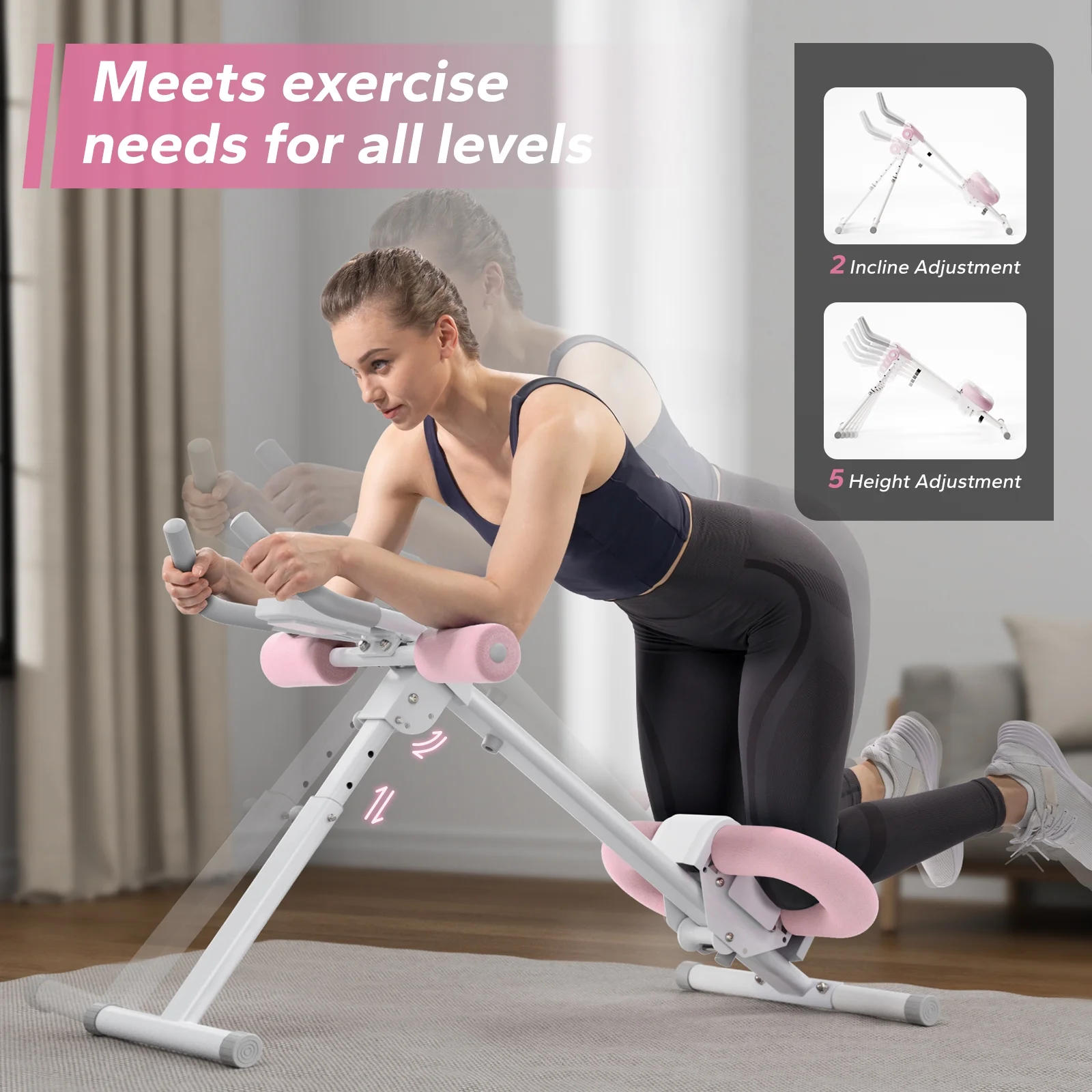 Ab Machine, Adjustable Ab Trainer for Home Workouts