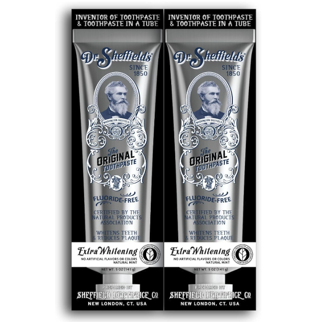 Dr. Sheffield’s Certified Natural Toothpaste (Extra-Whitening) - Great Tasting, Fluoride Free Toothpaste/Freshen Your Breath, Whiten Your Teeth, Reduce Plaque (2-Pack)