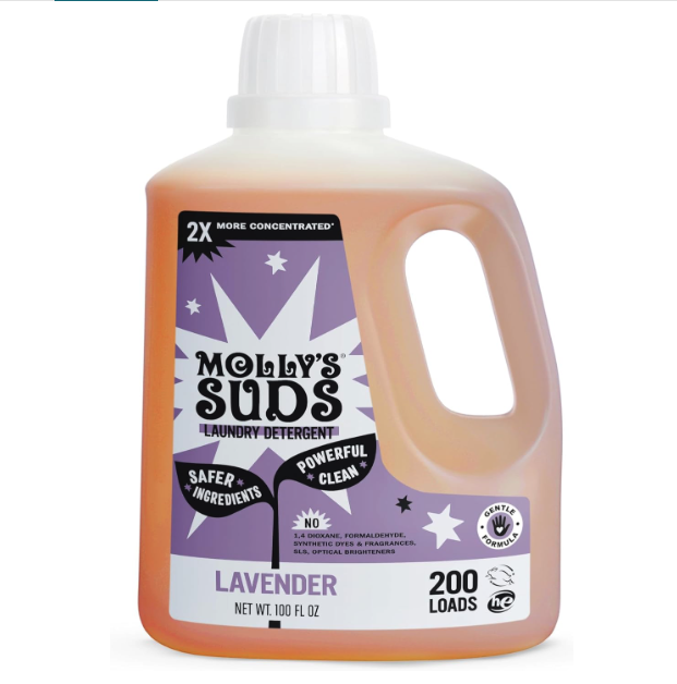 Molly's Suds Liquid Laundry Detergent | Clean Laundry Detergent Soap for Sensitive Skin | 2x Concentrated, High Efficiency (HE) (Lavender - 200 Loads)