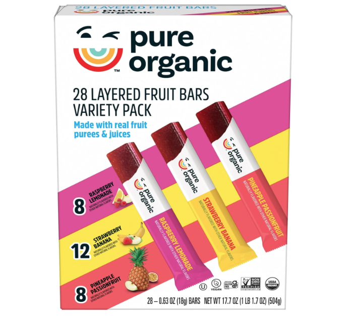 Pure Organic Layered Fruit Bars Variety Pack 28 count (Pack of 1).