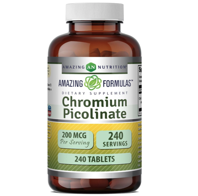 Amazing Formulas Chromium Picolinate 200 Mcg | Tablets Supplement | Non-GMO | Gluten-Free | Made in USA (1 Pack | 240 Count)