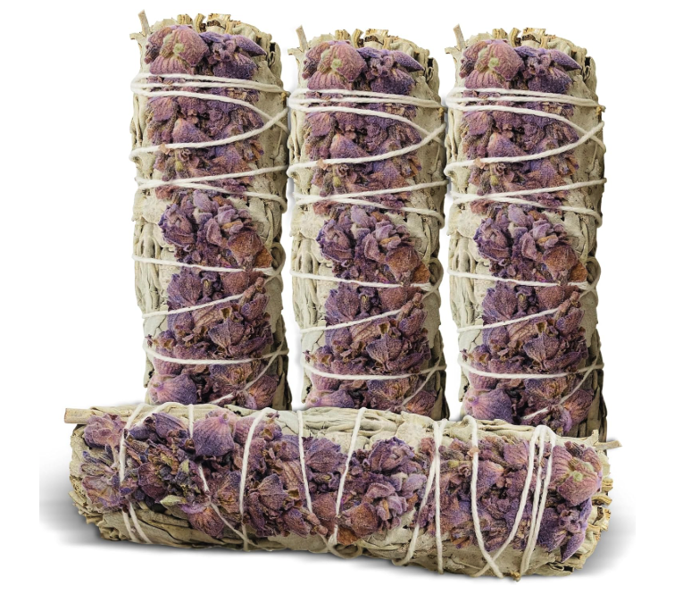 Lavender with White Sage - Bholi Sage Plus Sage Incense Sticks for Cleansing Negative Energy, Sage Sticks for House Cleansing - Lavender with White Sage Smudge Sticks Pack of 4