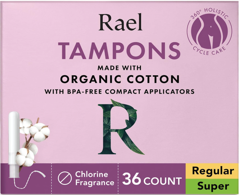 Rael Tampons, Compact Applicator Tampon Made with Organic Cotton, Multipack, Regular and Super Absorbency, BPA-Free, Chlorine-Free, Leak Locker Technology (36 Count, Bundle)