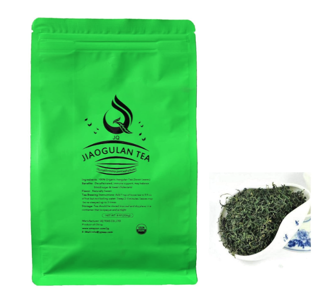 JQ Organic Seven Loose Leaf Jiaogulan Loose Tea 8oz-226g Natural Sweet Stemless Gynostemma Amachazuru Gynostemma Pentaphyllum Miracle Grass Southern Ginseng
