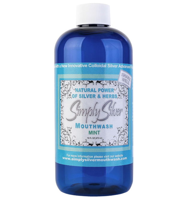 Simply Silver Mouthwash - All Natural Colloidal Silver Mouthwash Alcohol, BPA, Cetylpyridinium Chloride, and Fluoride Free, 16 Fl Oz (Mint)