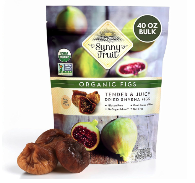 Sunny Fruit Soft Organic Turkish Dried Figs, 2.5 Pound Bulk Bag | No Preservatives, No Sugar Added | Healthy, Naturally Sweet Snack | Whole Dried Fruits | ORGANIC, NON-GMO, VEGAN, HALAL, KOSHER