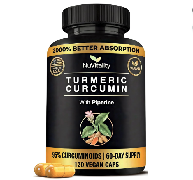 Turmeric Curcumin Supplement with Black Pepper Extract (BioPerine) - 95% Curcuminoids for Joint & Inflammation Support - Enhanced Absorption Vegan Turmeric Supplement - 120 Capsules