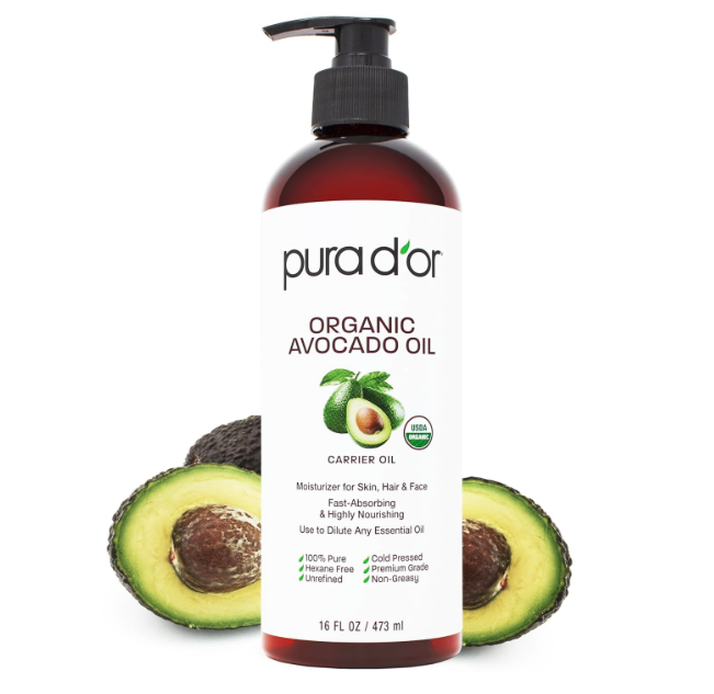 PURA D'OR 16 Oz ORGANIC Avocado Oil - 100% Pure & Natural USDA Certified Cold Pressed Carrier Oil For DIY Beauty, Non-Greasy, Unscented, Hexane Free Liquid Moisturizer - Face Skin & Hair - Men & Women