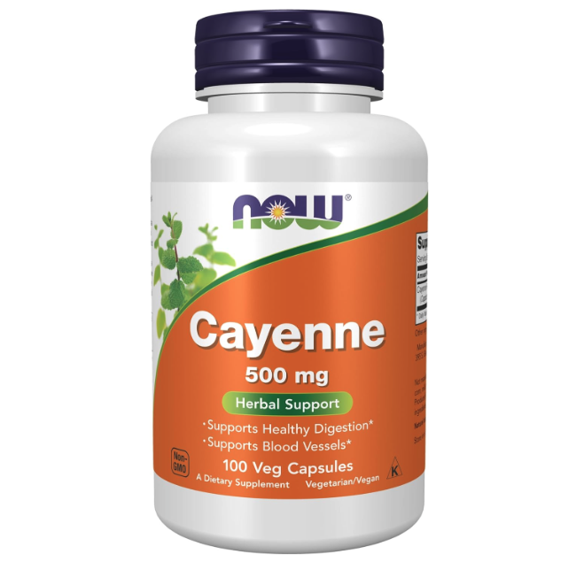 NOW Foods Supplements, Cayenne (Capsicum annuum) 500 mg, Herbal Support, 100 Veg Capsules