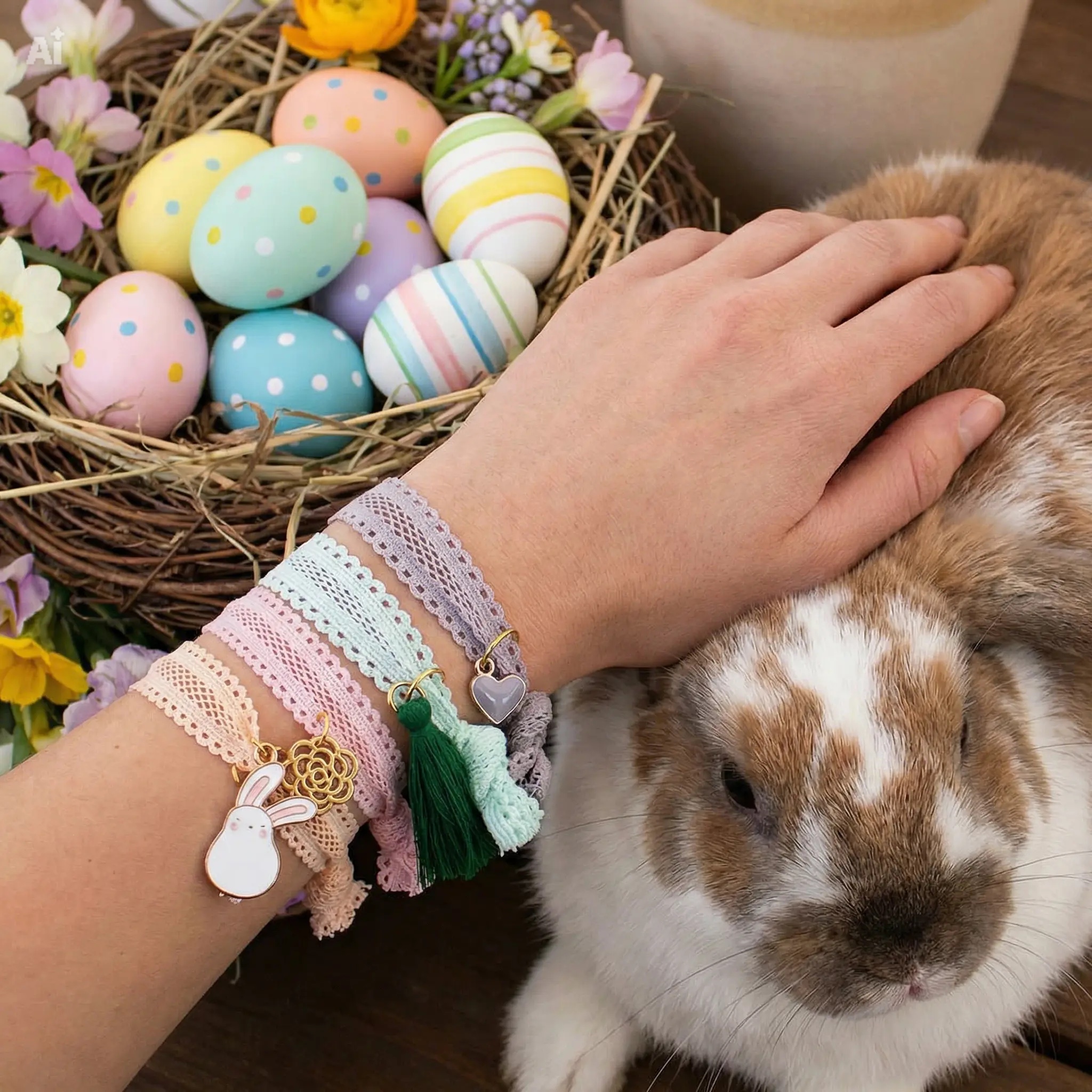 LIKERY Supersofte Stoffarmbänder & Haargummis – Weiche Armbänder in Frühlingsfarben