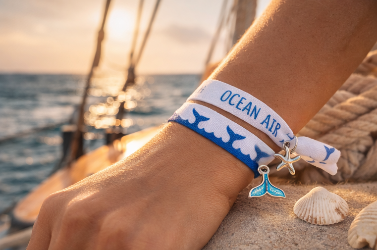 LIKERY 'Sailing Queen' Haargummis & Armbänder – Stoffarmbänder mit maritimen Anhängern