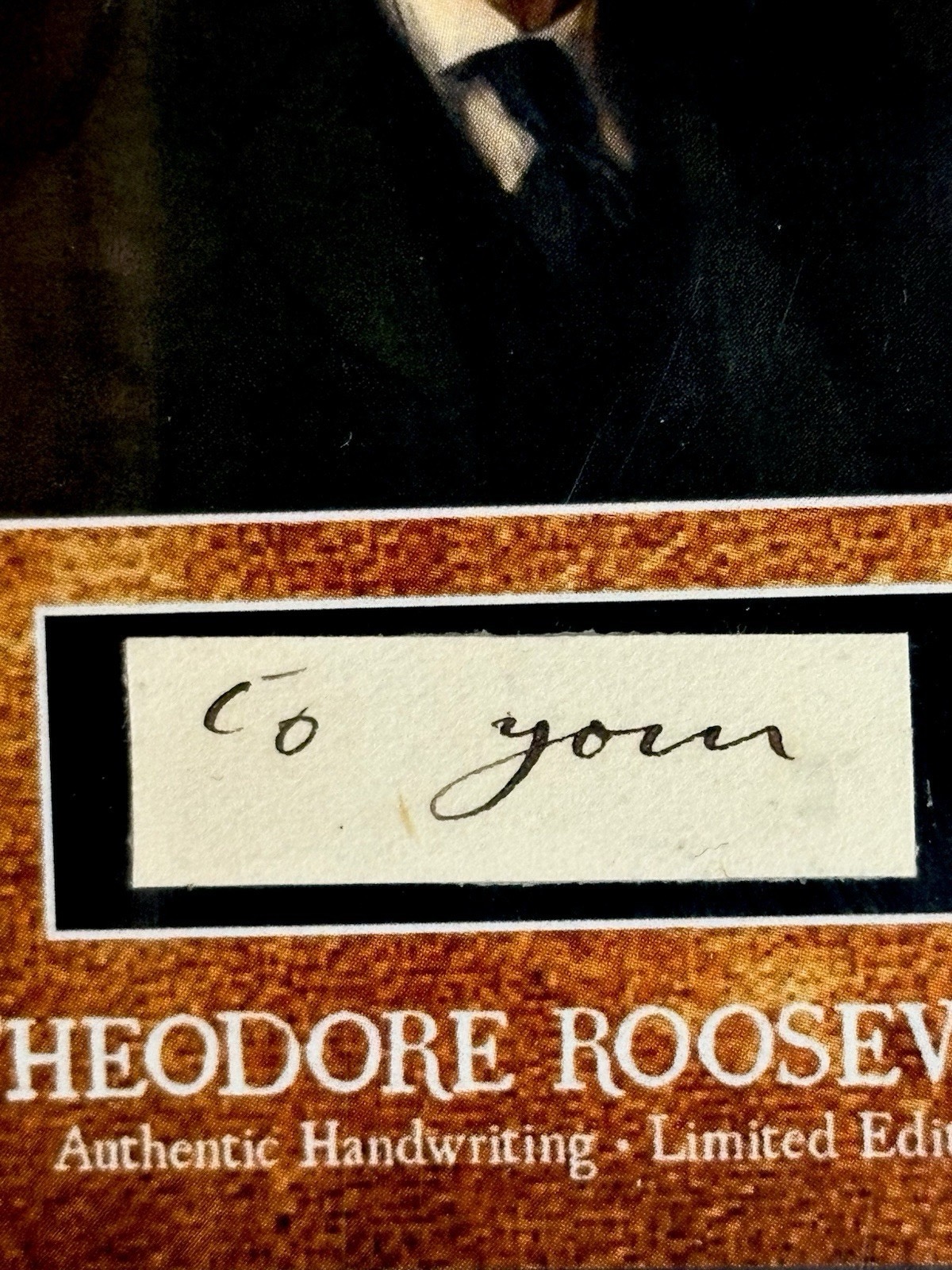 Theodore Roosevelt Handwritten Words “to you” 