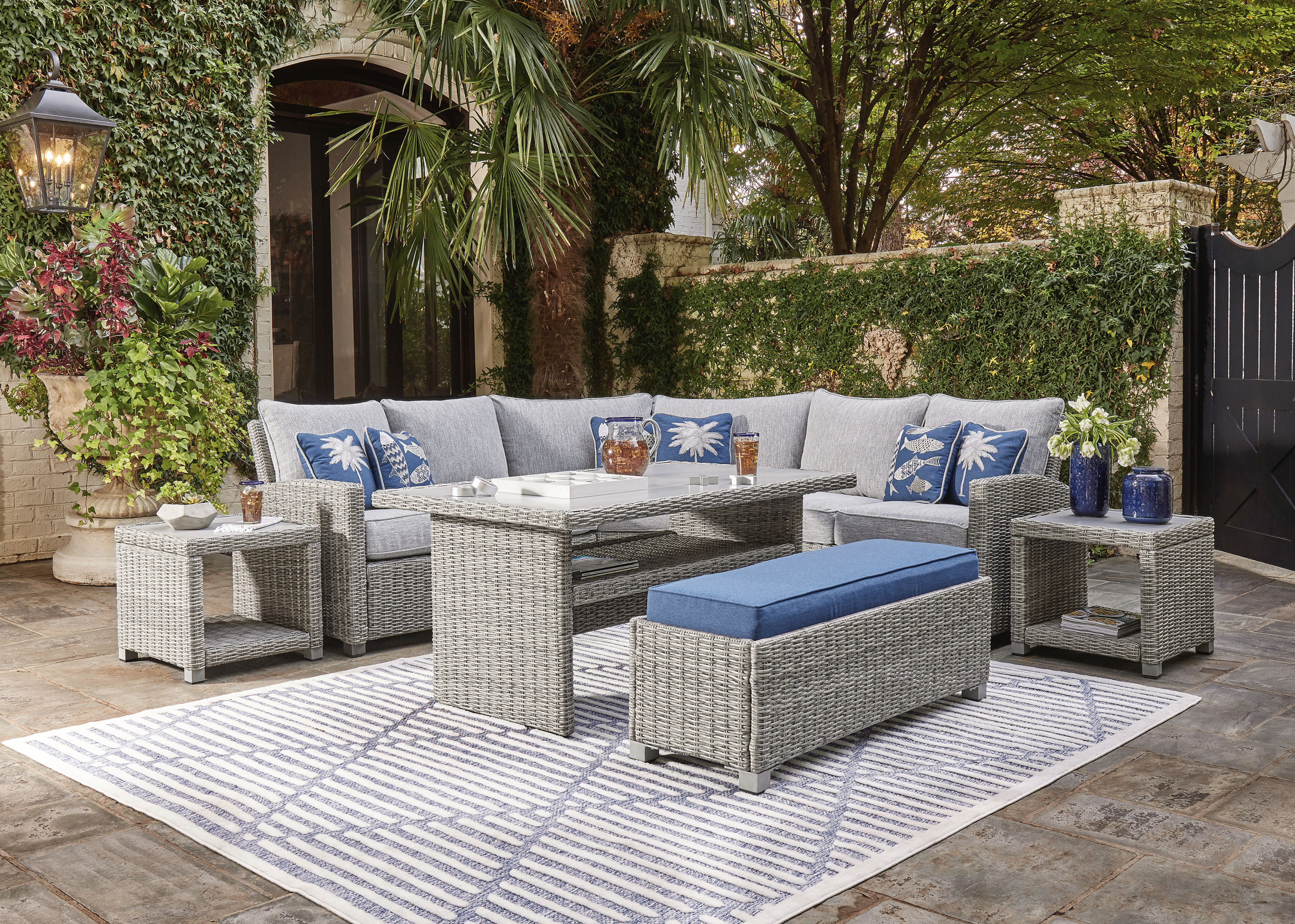 Naples Beach, Sectional + Table + Bench (chair & end table add ons available)