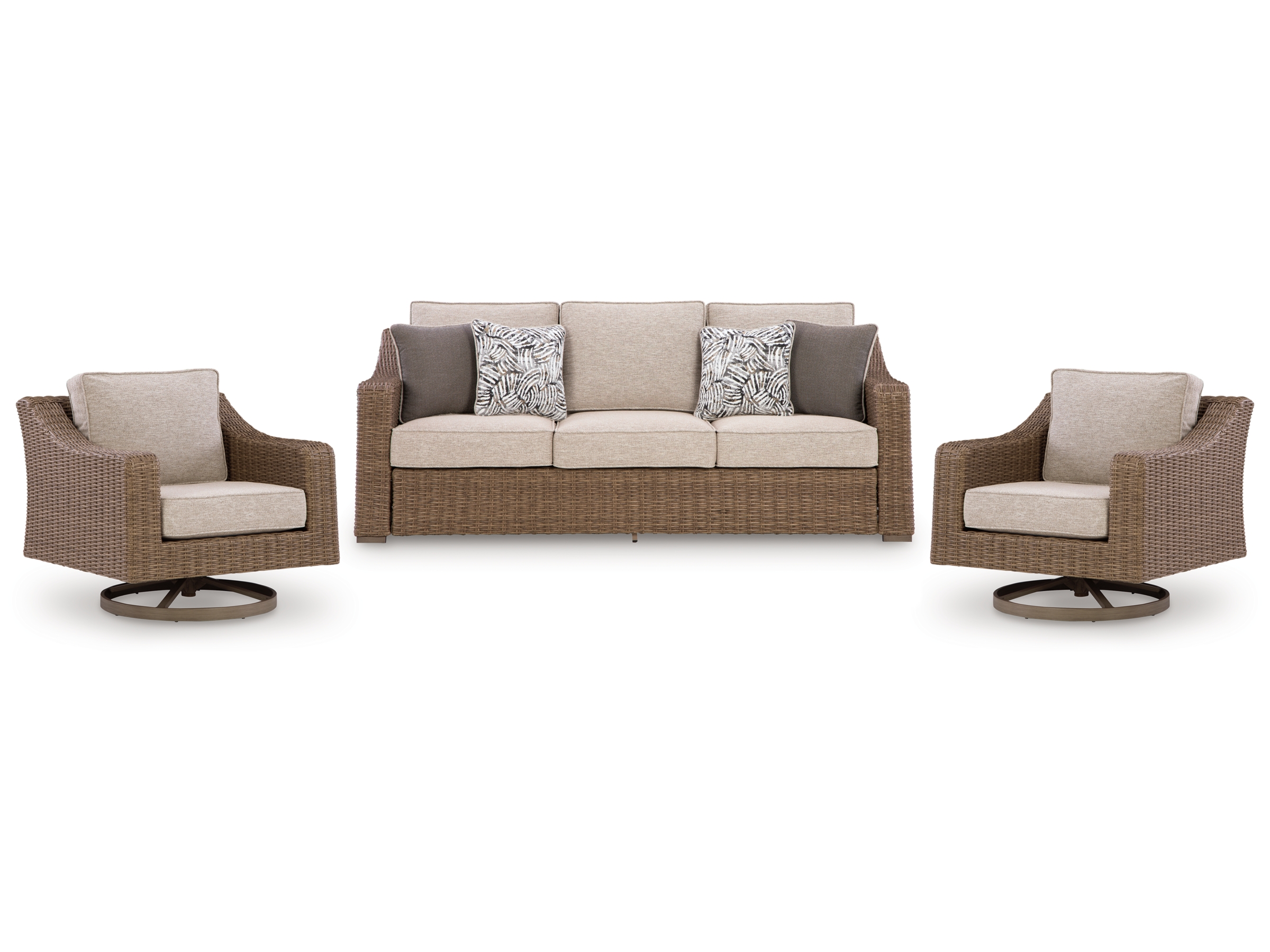 Revare Beach, Sofa +  2 Rocking Swivel Chairs 