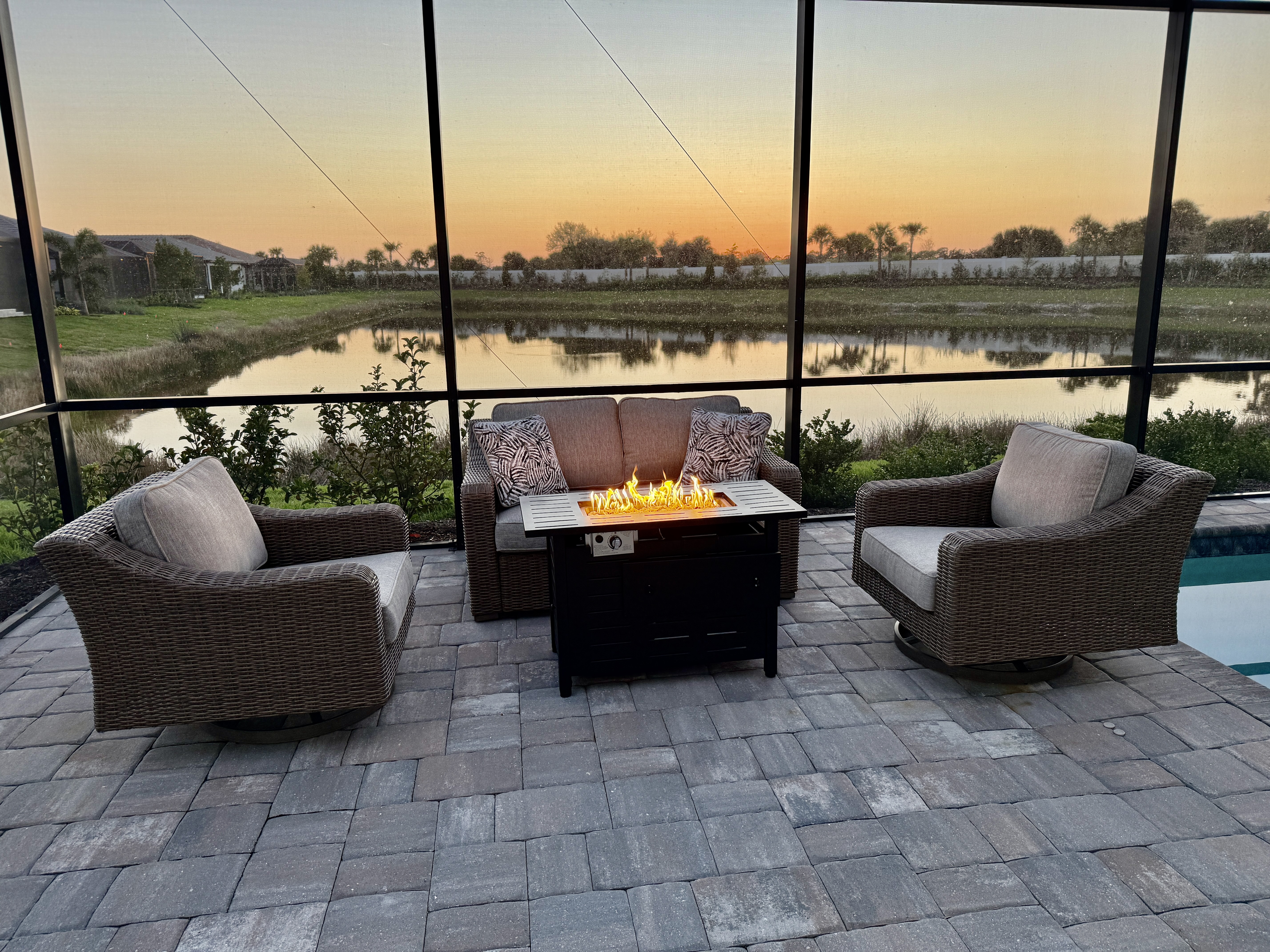 Revare Beach, Love Seat +  2 Rocking Swivel Chairs 