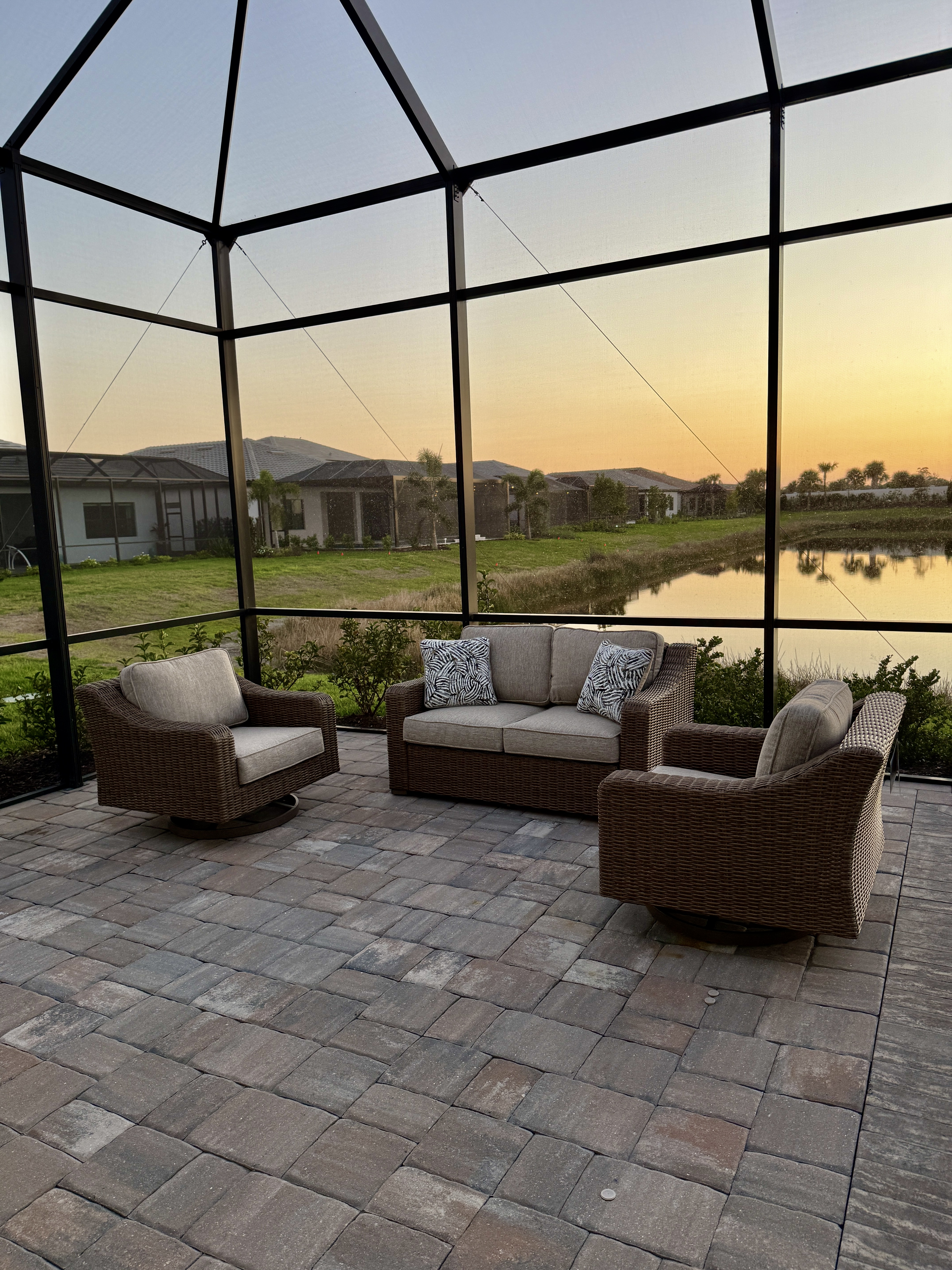 Revare Beach, Love Seat +  2 Rocking Swivel Chairs 