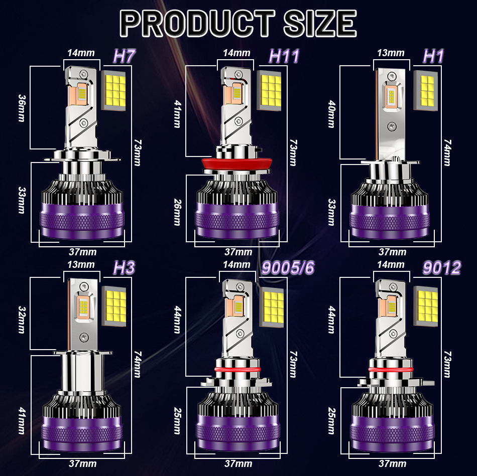 VOLTVISION LED Headlight Bulbs, 130W 10,000LM per Pair, High-Power 5585 Chip, IP67 Waterproof, 2-Pack