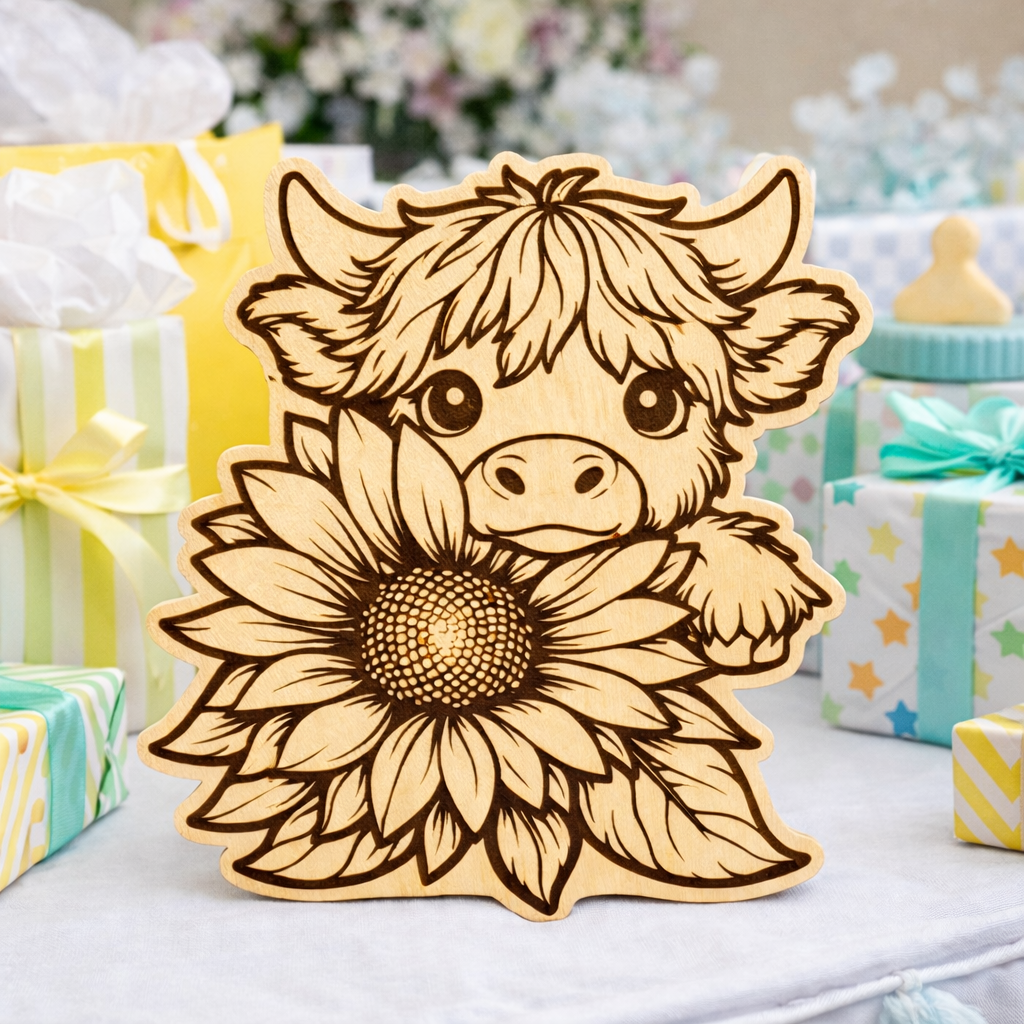 Boho Highland Cow Baby Shower Table Toppers – Set of 5