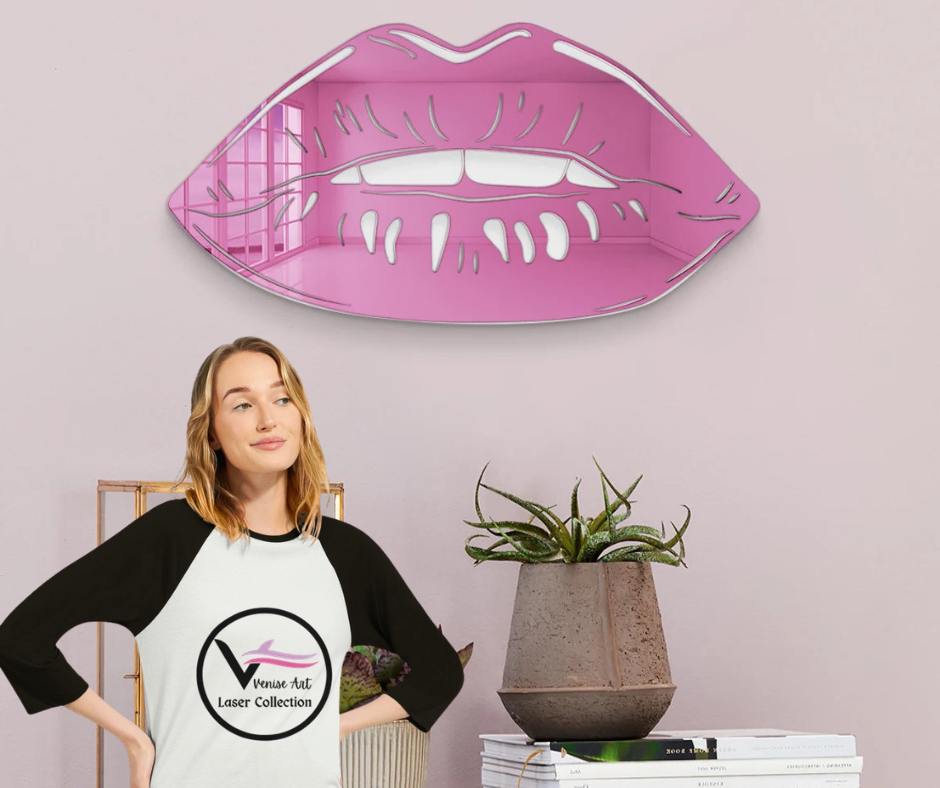 Luxe Pink Mirror Lips Wall Art