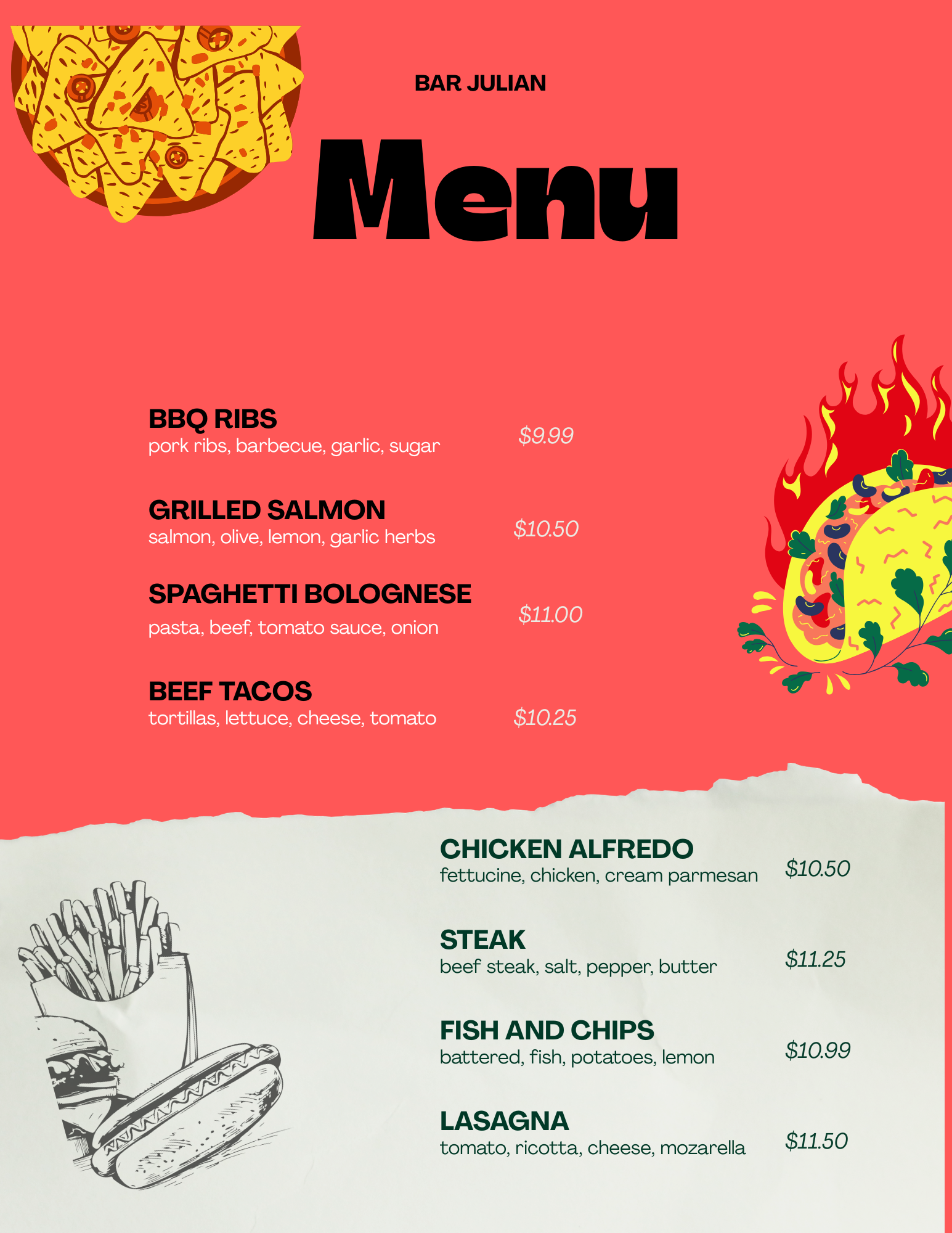 Modern Restaurant Menu Template – Customizable PDF for Dining Experience