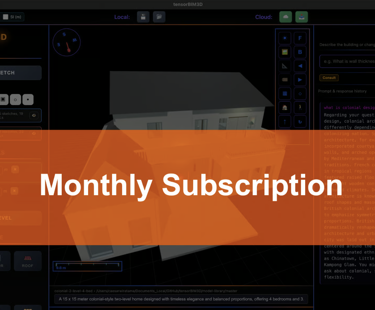 tensorBIM3D Monthly Subscription