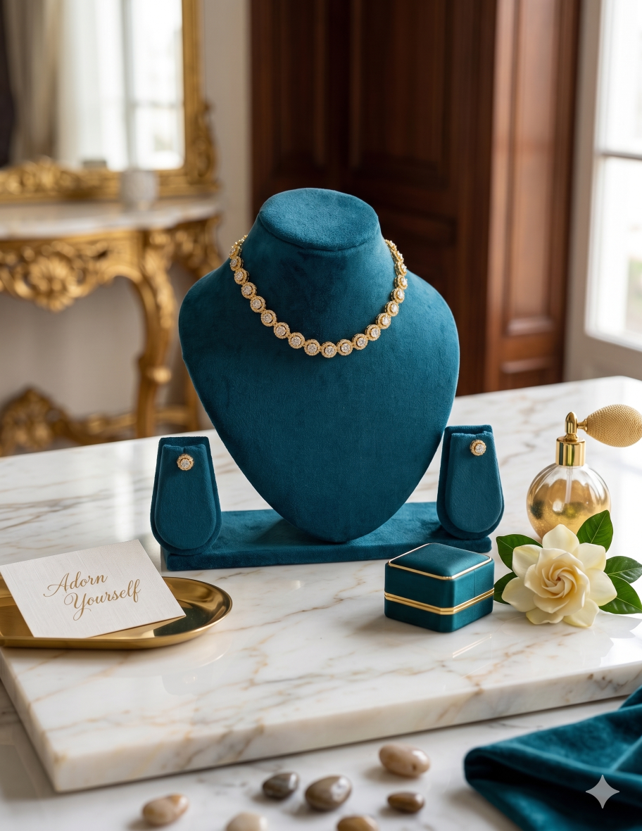 Gold & Crystal Necklace Set NEC-007