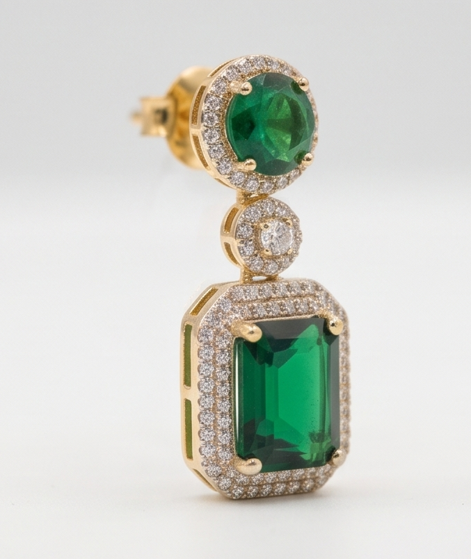 Emerald Necklace & Earring Set Green NEC-004